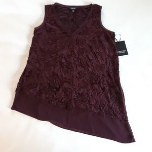NWT New Simply Vera Burgundy Sleeveless Top